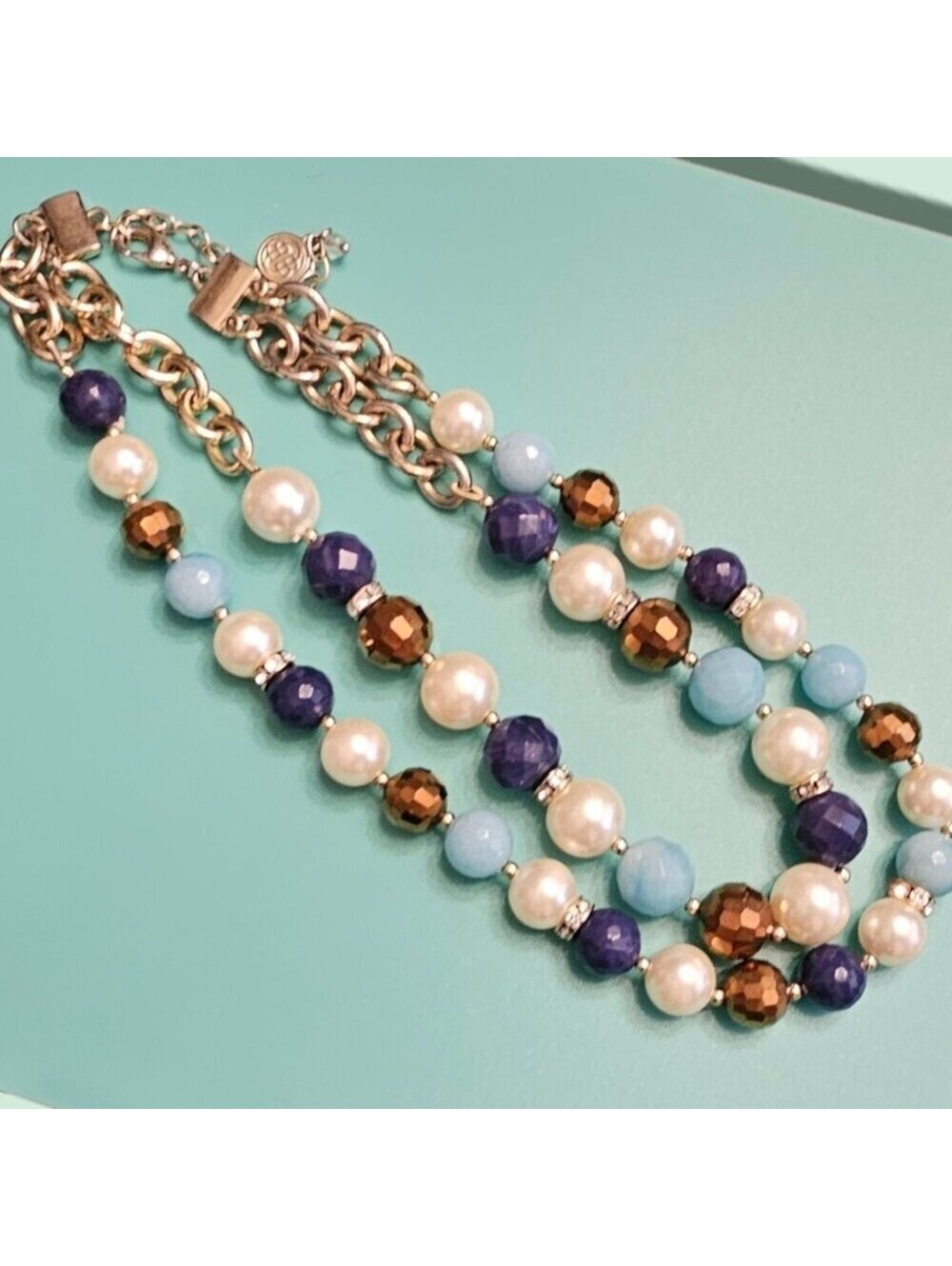 Vintage Double Strand Bill Blass Necklace 16"-19" Adjustable Pearl & Beaded Chic